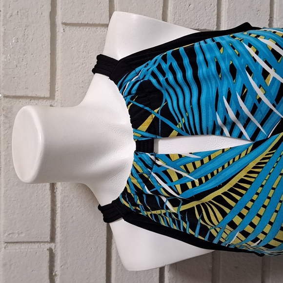 Apt. 9 Blue Troical Side Tie Sleeveless keyhole Detail Dress. Size Small NWOT - Picture 4 of 11